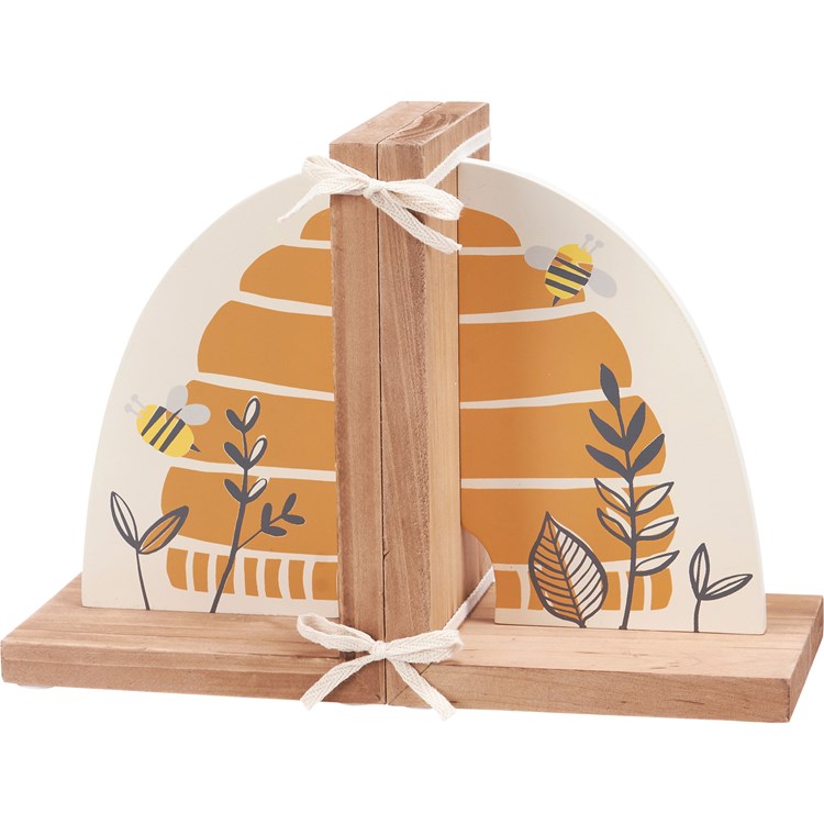 Bookends - Bee Skep - 5" x 7" x 4" - Wood