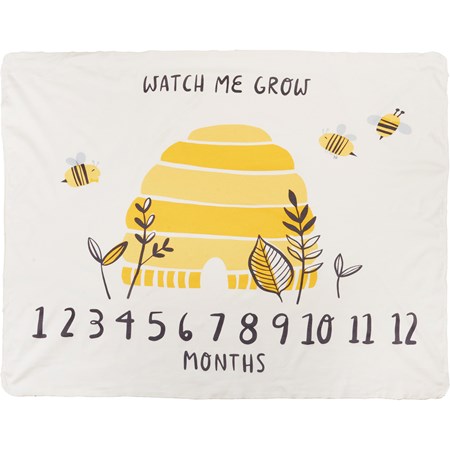 Milestone Blanket - Watch Me Grow Bees - 42" x 36" - Cotton
