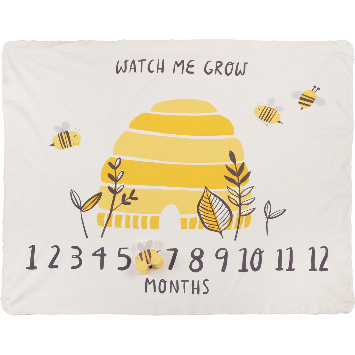 Milestone Blanket - Watch Me Grow Bees - 42" x 36" - Cotton