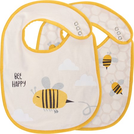 Bee Happy Bib Set - Cotton, Metal