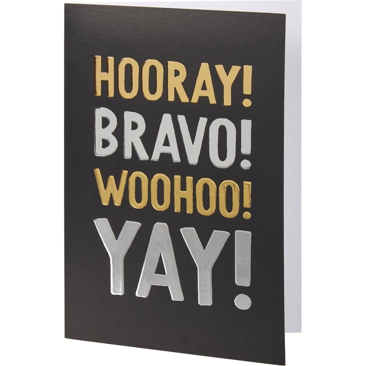 Hooray Bravo Woohoo Yay Greeting Card - Paper