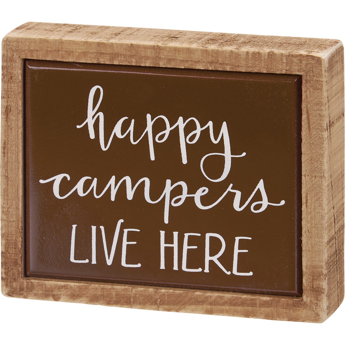 Happy Campers Live Here Box Sign Mini - Wood