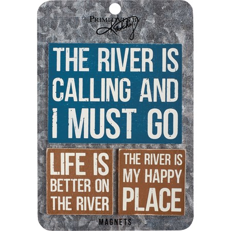 River Is Calling I Must Go Magnet Set - Wood, Metal, Magnet