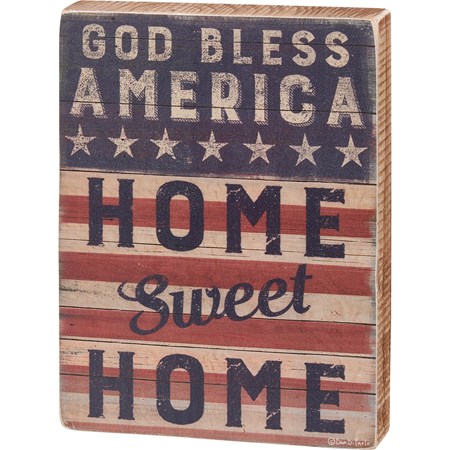 God Bless Home Sweet Home Block Sign - Wood, Paper
