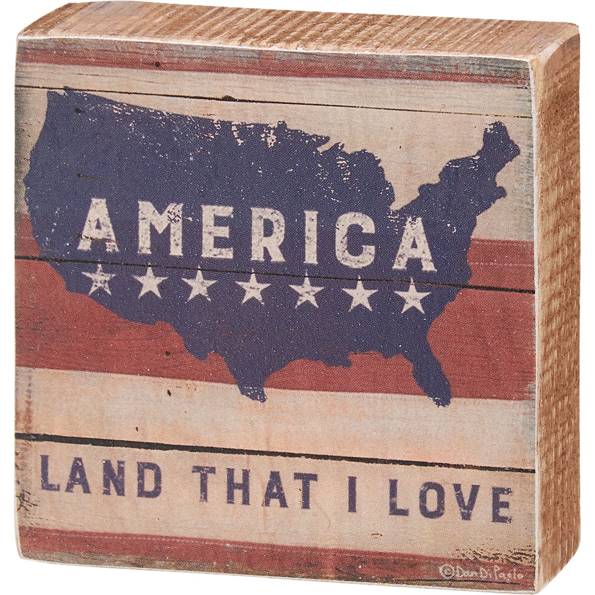 America Land That I Love Block Sign - Wood, Paper