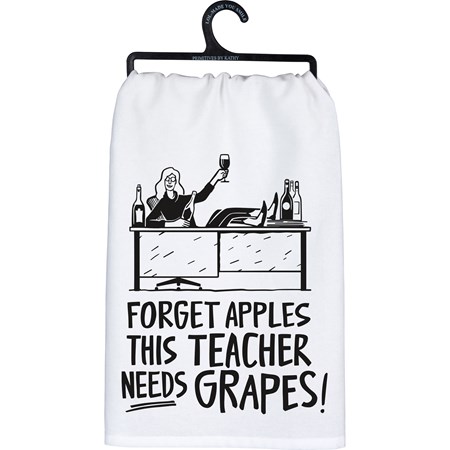 Kitchen Towel - Forget Apples Needs Grapes - 28" x 28" - Cotton