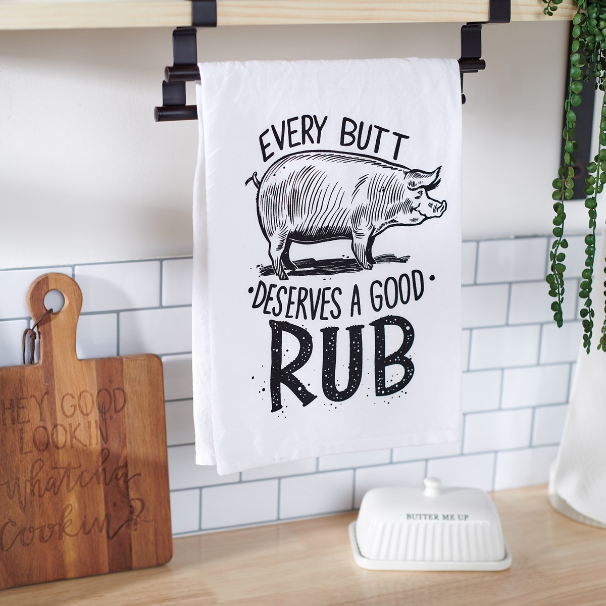 Kitchen Towel - Deserves A Good Rub - 28" x 28" - Cotton