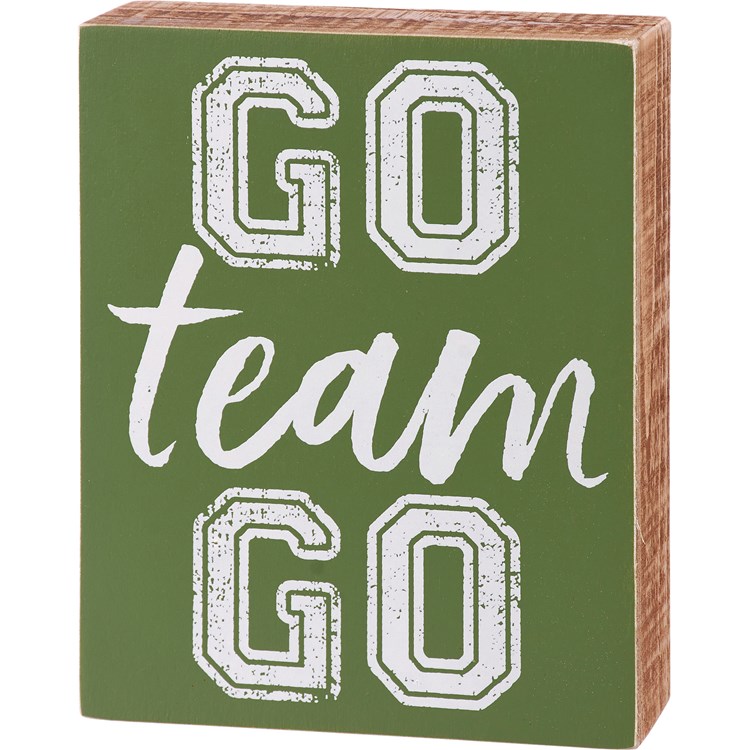Box Sign - Go Team Go - 5.50" x 7" x 1.75" - Wood