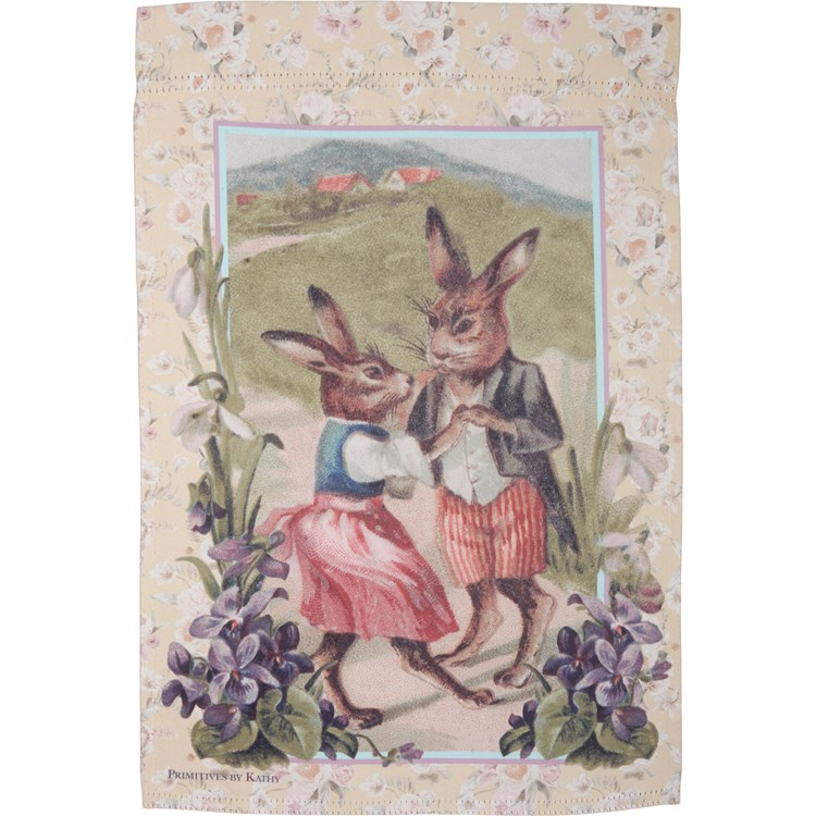 Dancing Bunnies Garden Flag - Polyester