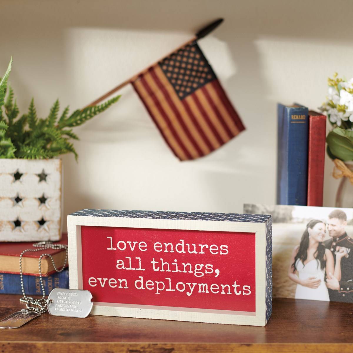 Love Endures Deployments Inset Box Sign - Wood