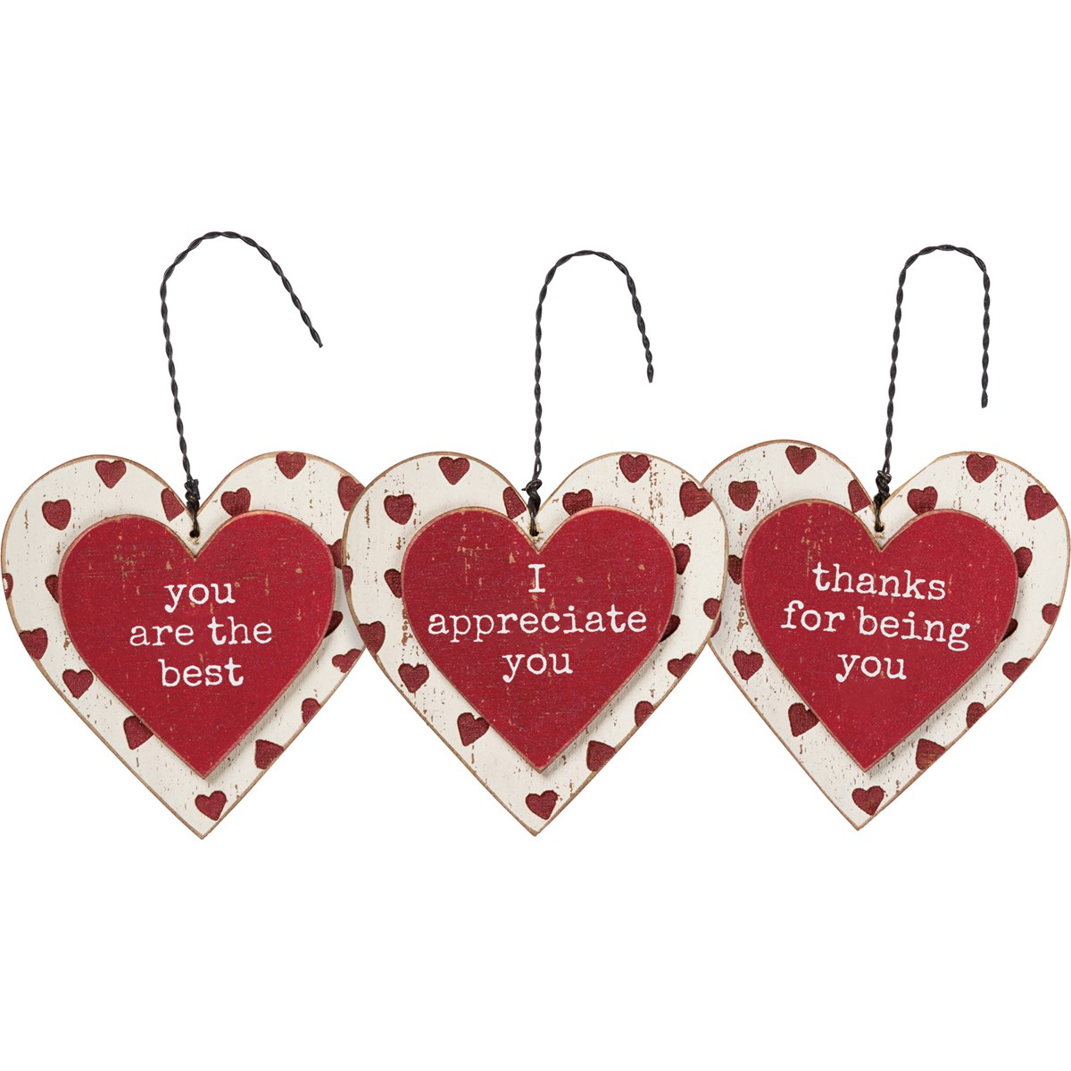 Ornament Set - You Are The Best - 3" x 3" x 0.25" - Wood, Wire