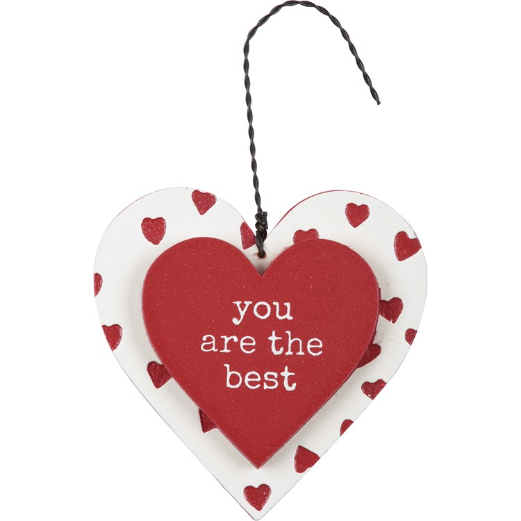 Ornament Set - You Are The Best - 3" x 3" x 0.25" - Wood, Wire