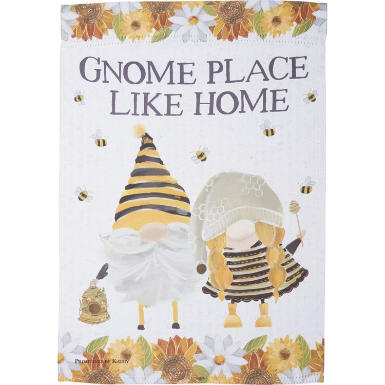Gnome Place Like Home Garden Flag - Polyester