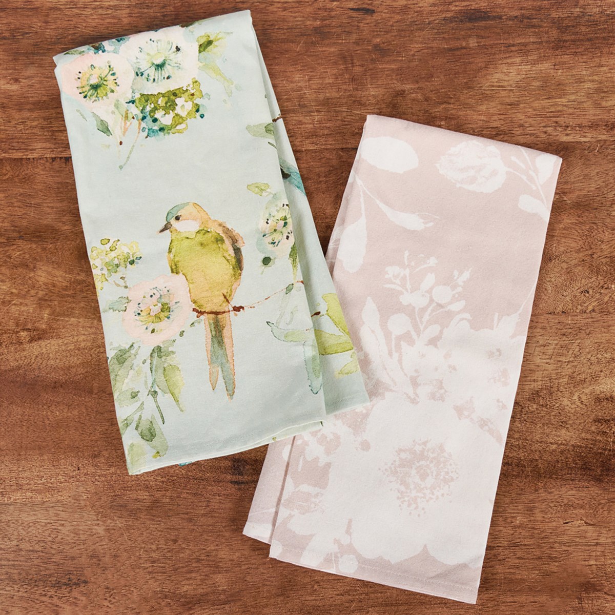 Bird And Floral Kitchen Towel - Cotton