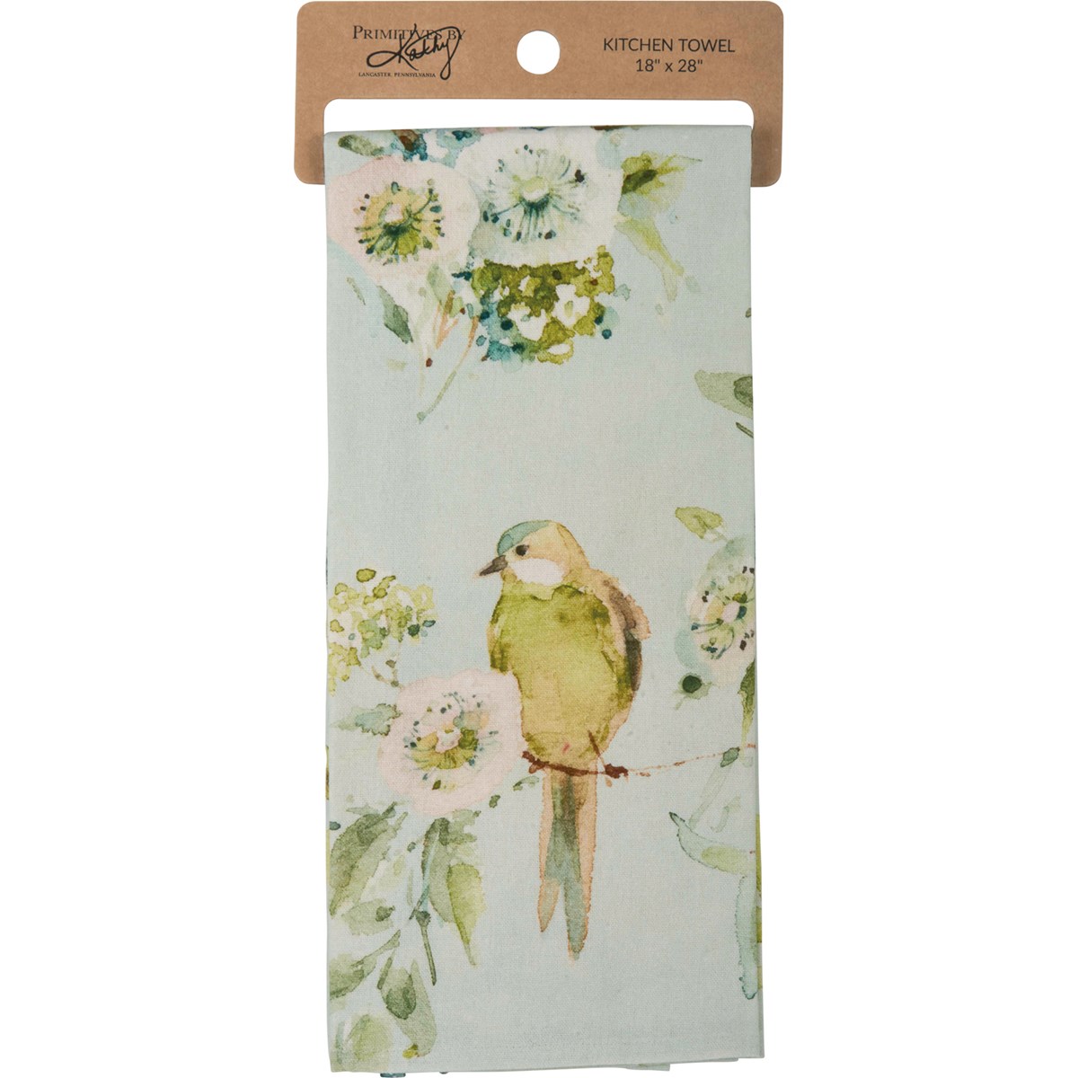 Bird And Floral Kitchen Towel - Cotton