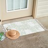 Green Floral Rug - Cotton, Chenille, Polyester, Latex skid-resistant backing