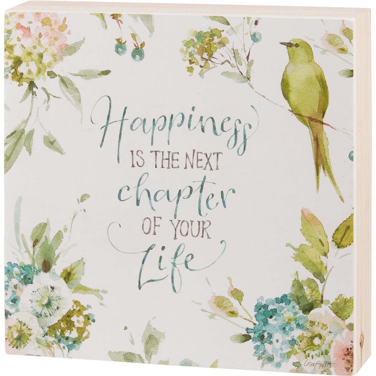 Happiness Is The Next Chapter Box Sign - Wood, Paper