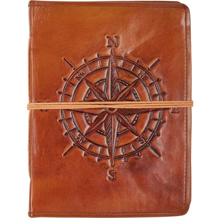 Journal - Compass Rose - 5.50" x 7.50" x 1" - Leather, Paper