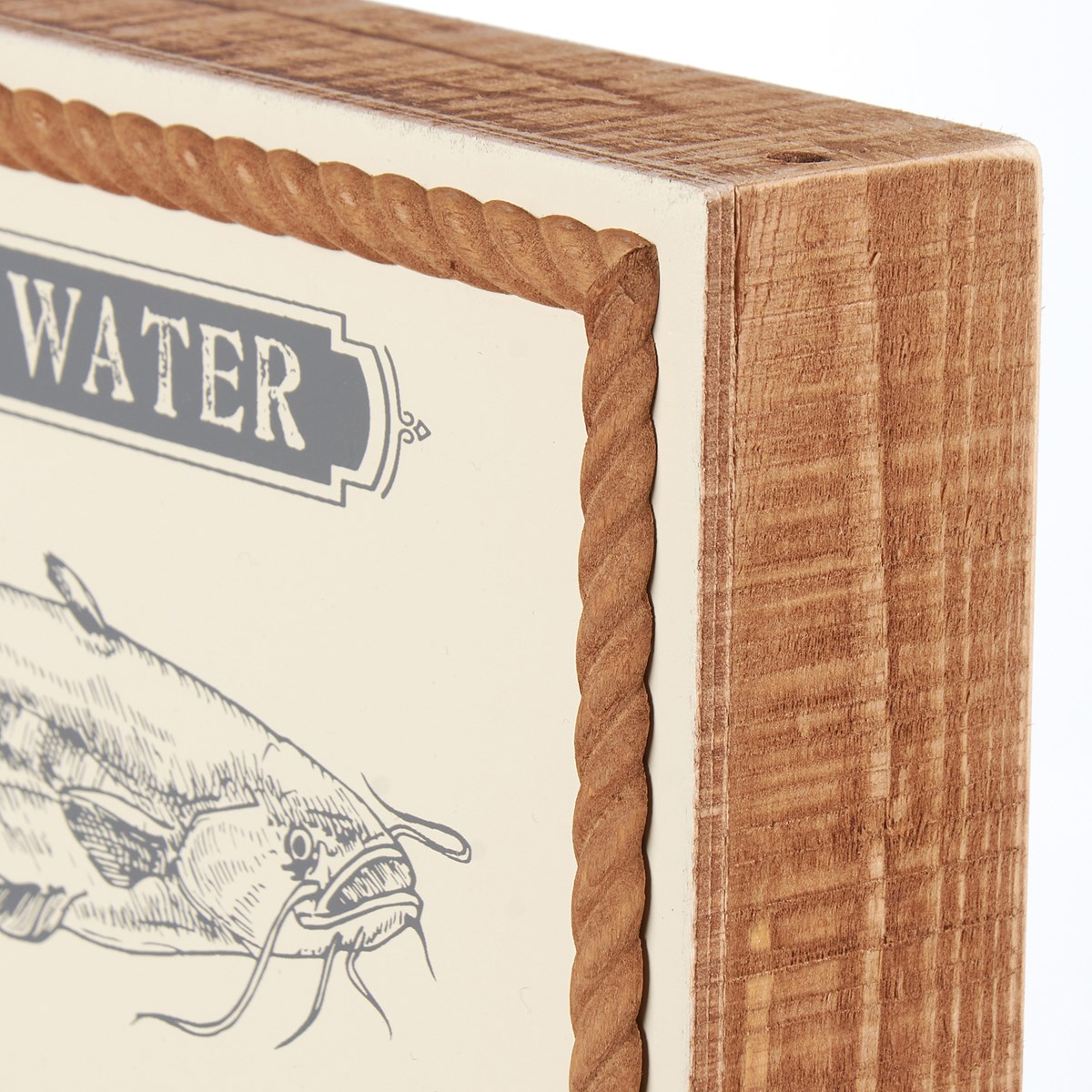 Fresh Water Fish Box Sign - Wood, Rope