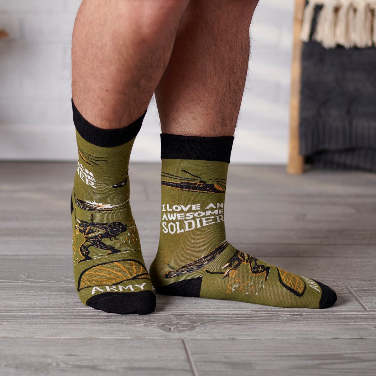 I Love An Awesome Soldier Socks - Cotton, Nylon, Spandex