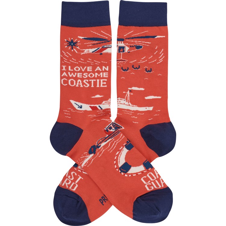 I Love An Awesome Coastie Socks - Cotton, Nylon, Spandex