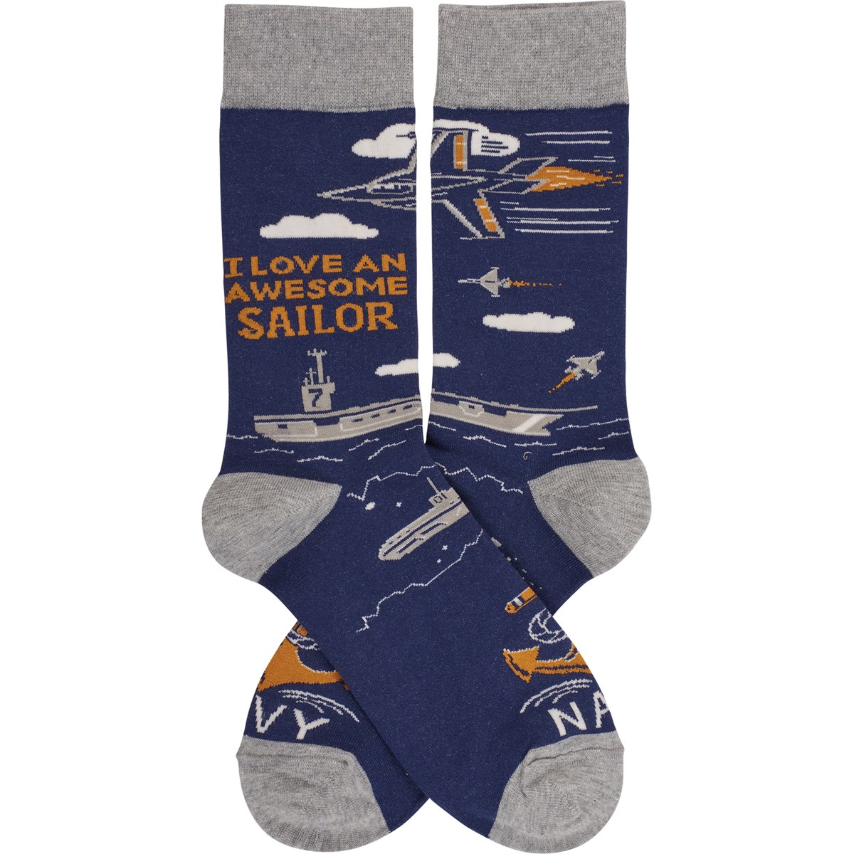 I Love An Awesome Sailor Socks - Cotton, Nylon, Spandex