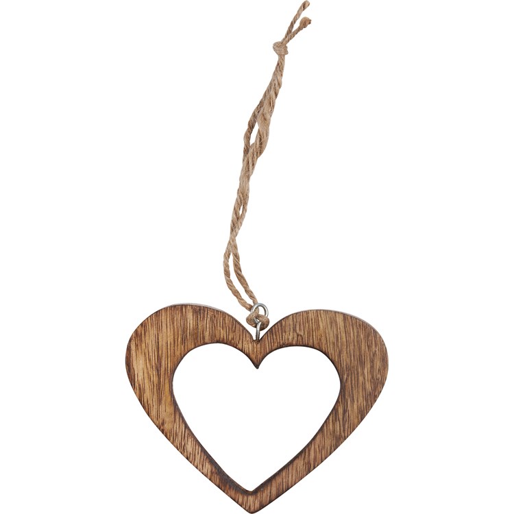 Ornament Set - Hearts - 6" x 5", 5" x 4", 4" x 3" - Wood, Jute