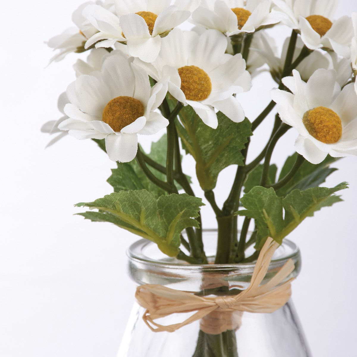 White Daisies Vase - Glass, Plastic, Fabric, Wire