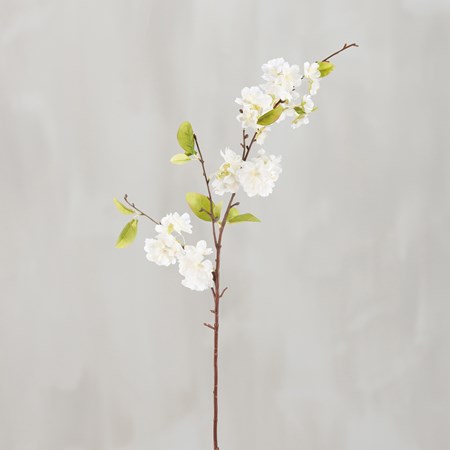 White Pear Blossoms Pick - Fabric, Plastic, Wire
