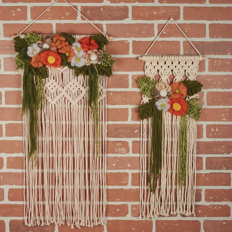 Wall Hanging Med - Blooms - 10.25" x 31.50" - Polyester, Wood