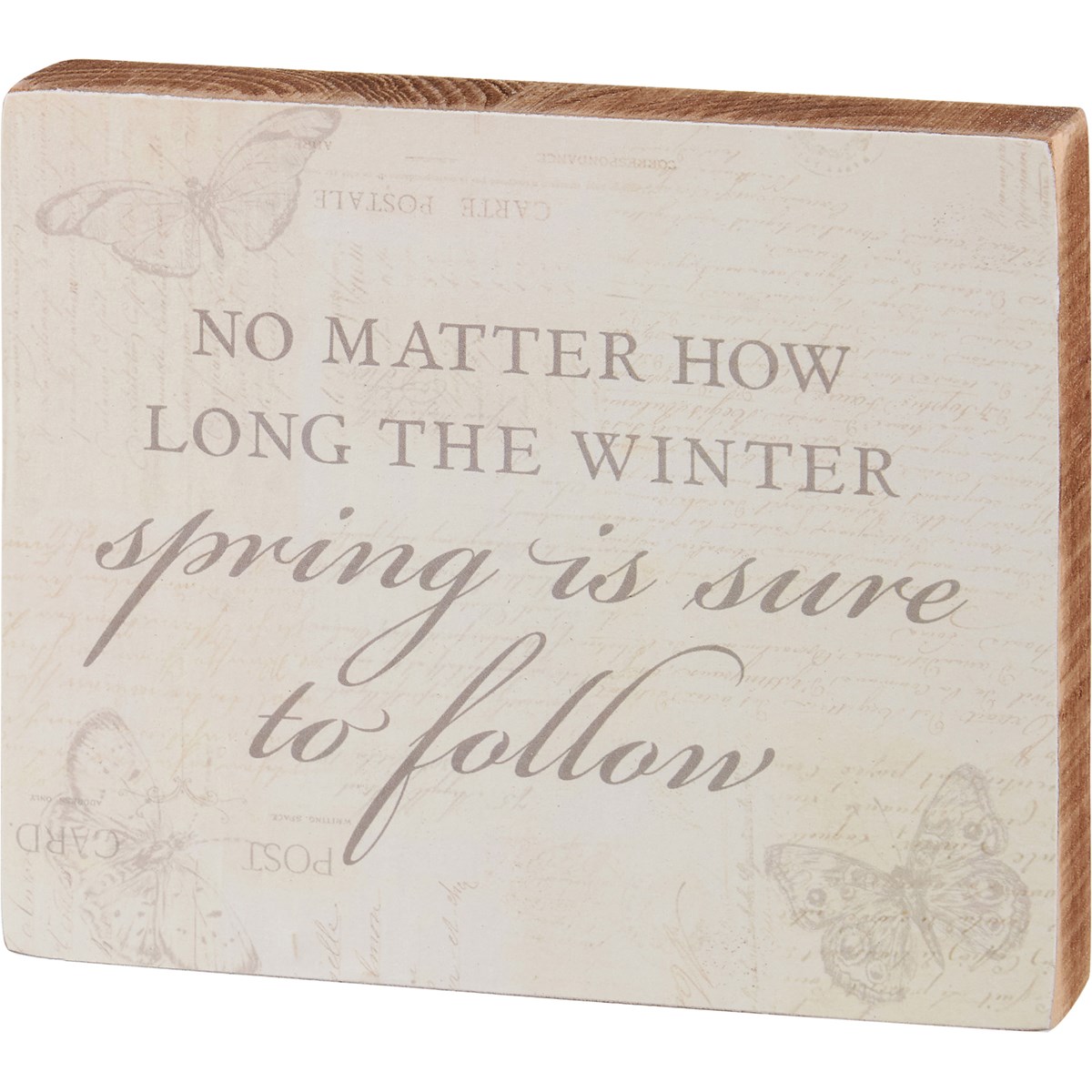 Spring Is Sure To Follow Block Sign - Wood, Paper