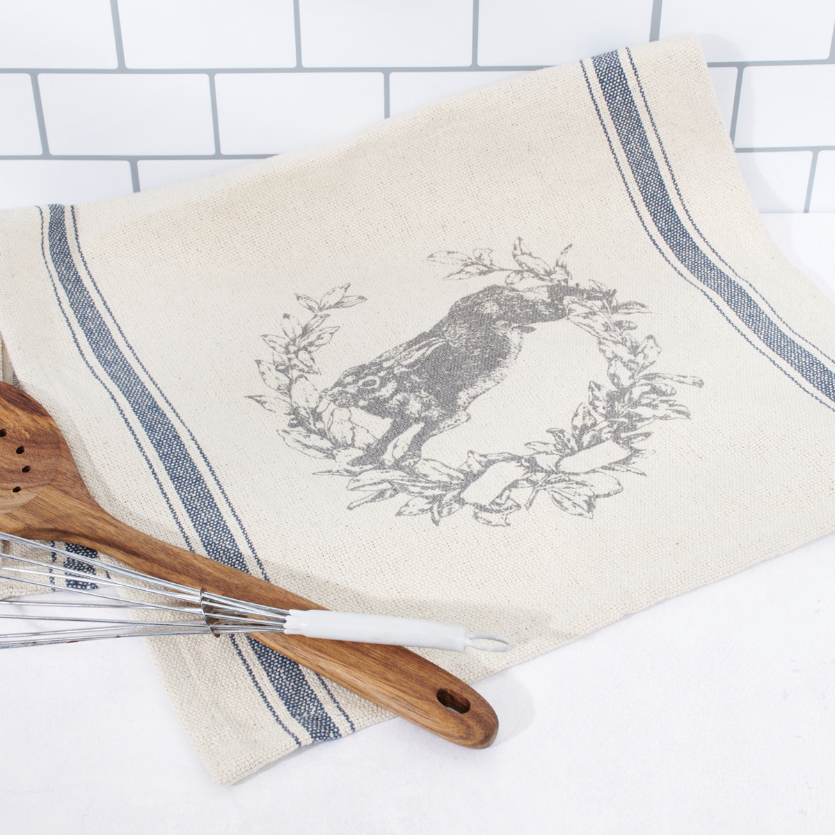 Jumping Rabbit Kitchen Towel | Primitives By Kathy