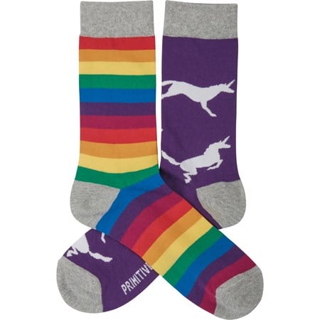 Rainbows And Unicorns Socks - Cotton, Nylon, Spandex