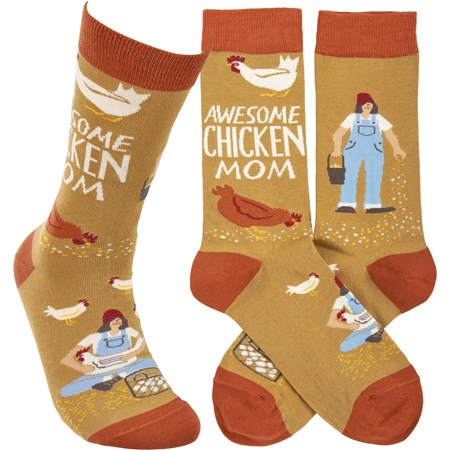 Awesome Chicken Mom Socks - Cotton, Nylon, Spandex