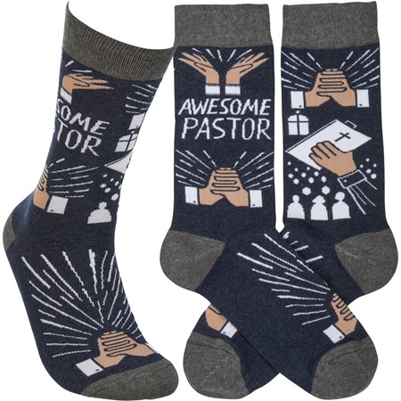 Socks - Awesome Pastor - One Size Fits Most - Cotton, Nylon, Spandex