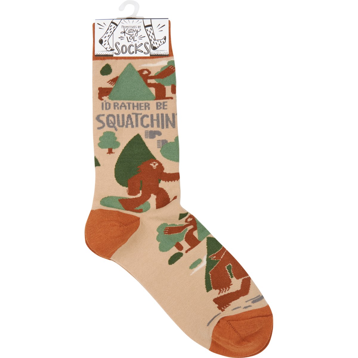 I'd Rather Be Squatchin' Socks - Cotton, Nylon, Spandex