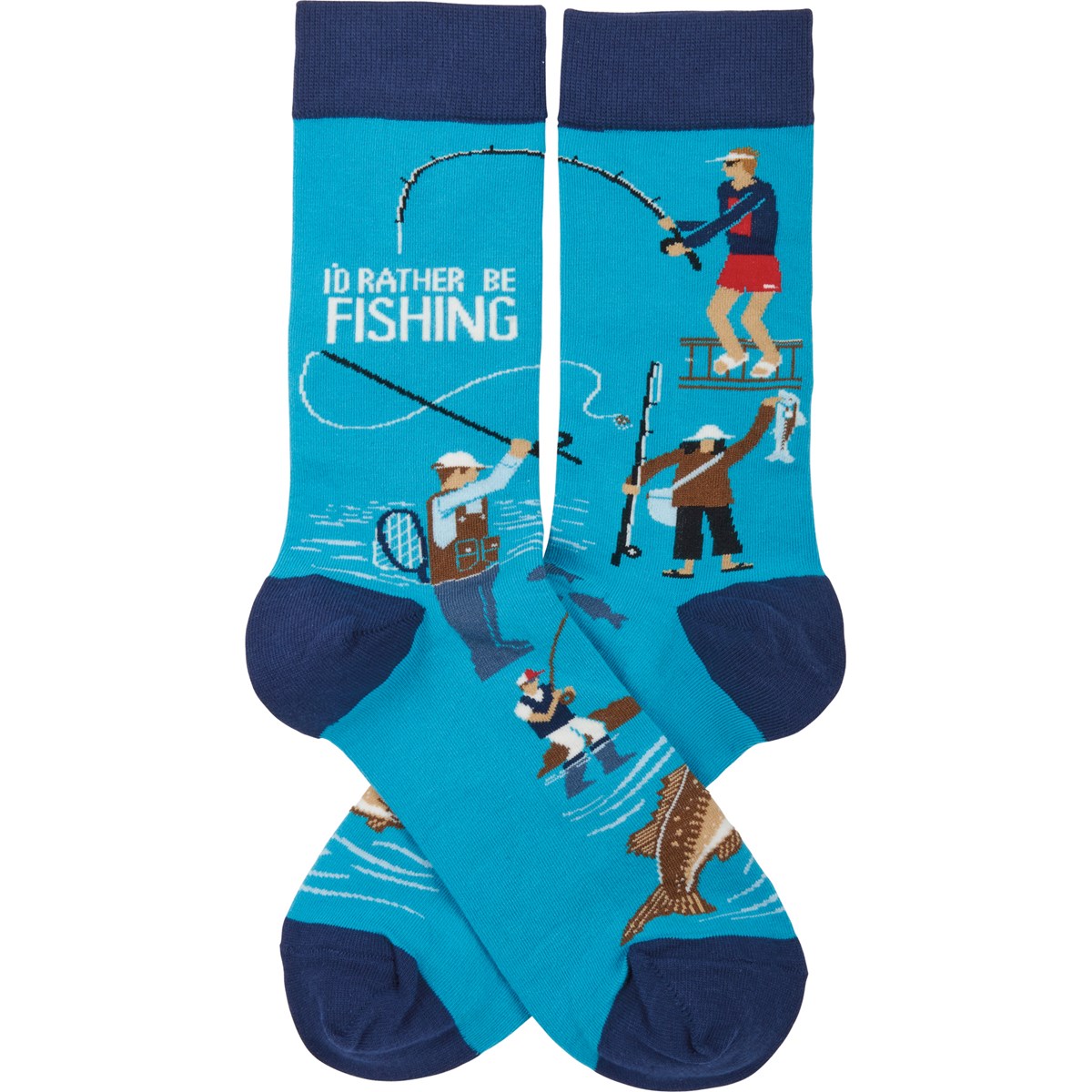 I'd Rather Be Fishing Socks - Cotton, Nylon, Spandex