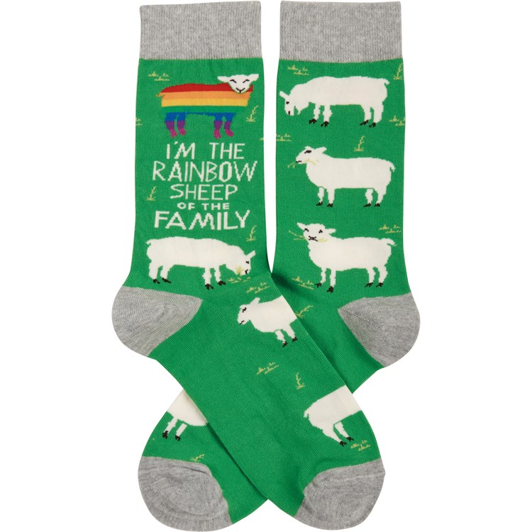 Rainbow Sheep In The Family Socks - Cotton, Nylon, Spandex