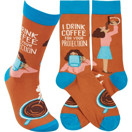 I Drink Coffee For Your Protection Socks - Cotton, Nylon, Spandex