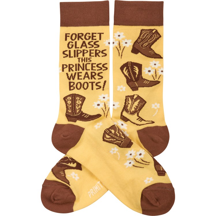 Socks - This Princess Wears Boots - One Size Fits Most - Cotton, Nylon, Spandex