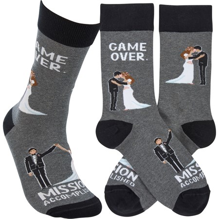 Socks - Game Over Mission Accomplished - One Size Fits Most - Cotton, Nylon, Spandex