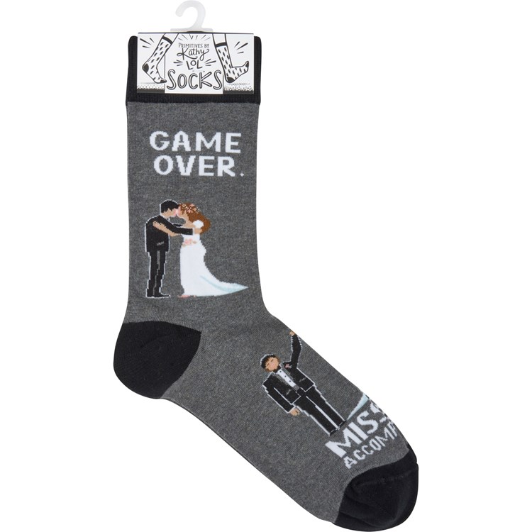 Game Over Mission Accomplished Socks - Cotton, Nylon, Spandex