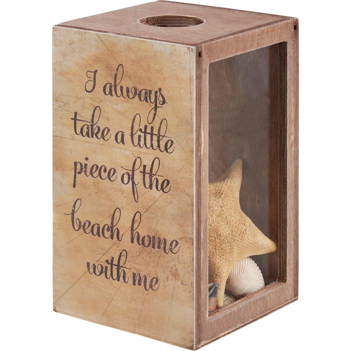 Take A Piece Of Beach Home Shell Holder - Wood, Paper, Glass