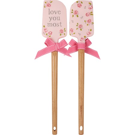 Spatula - Love You Most - 2.50" x 13" x 0.50" - Silicone, Wood