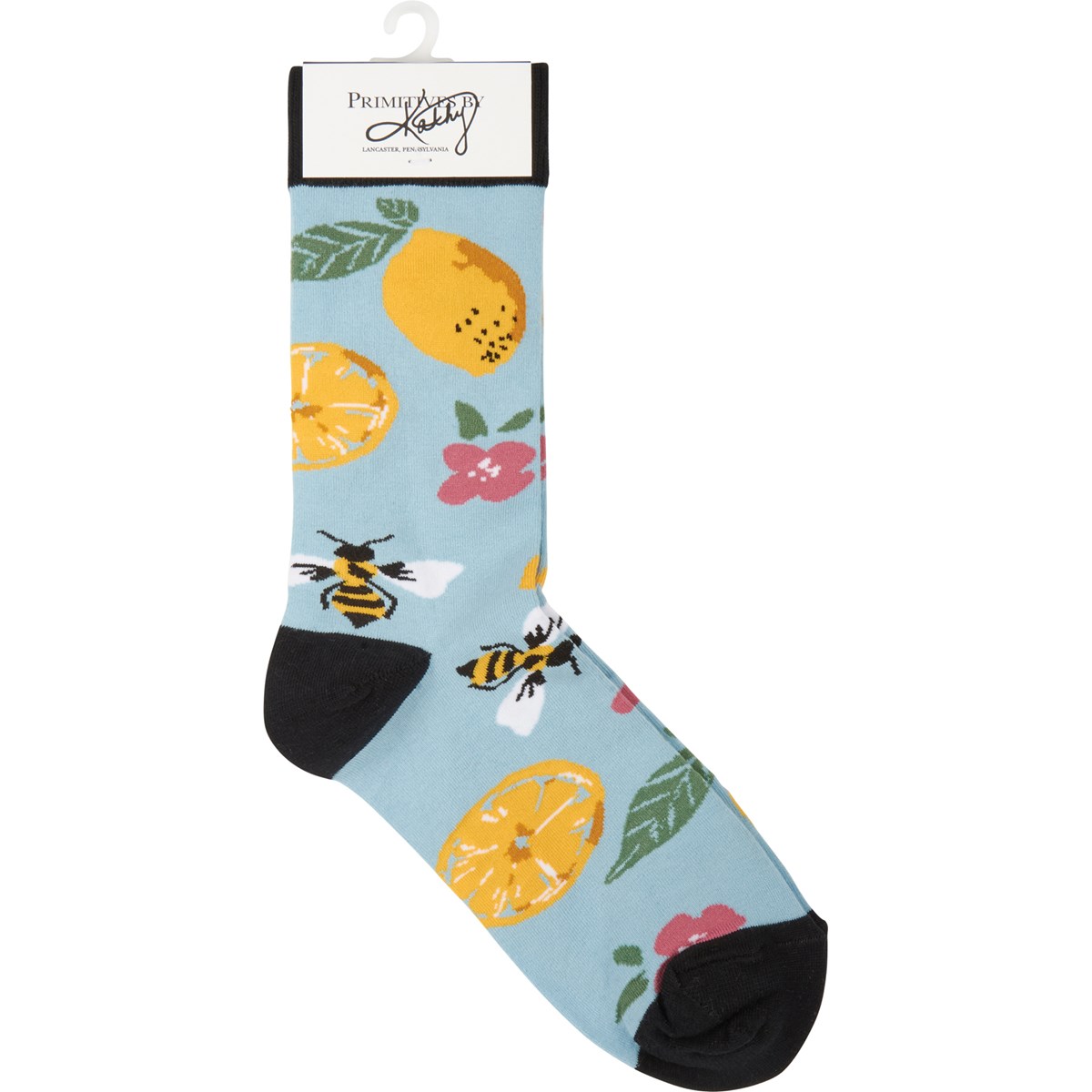 Lemons And Bees Socks - Cotton, Nylon, Spandex