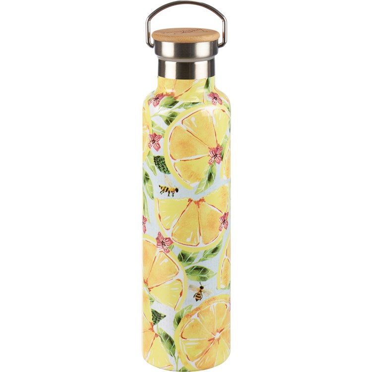 Pucker Up Insulated Bottle - Stainless Steel, Bamboo