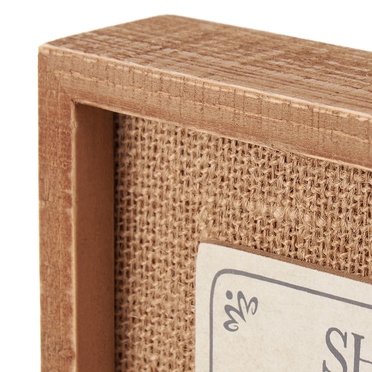 Shasta Daisy Inset Box Sign - Wood, Burlap, Paper
