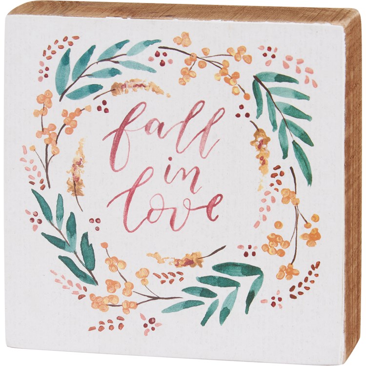 Fall In Love Block Sign Set - Wood, Paper