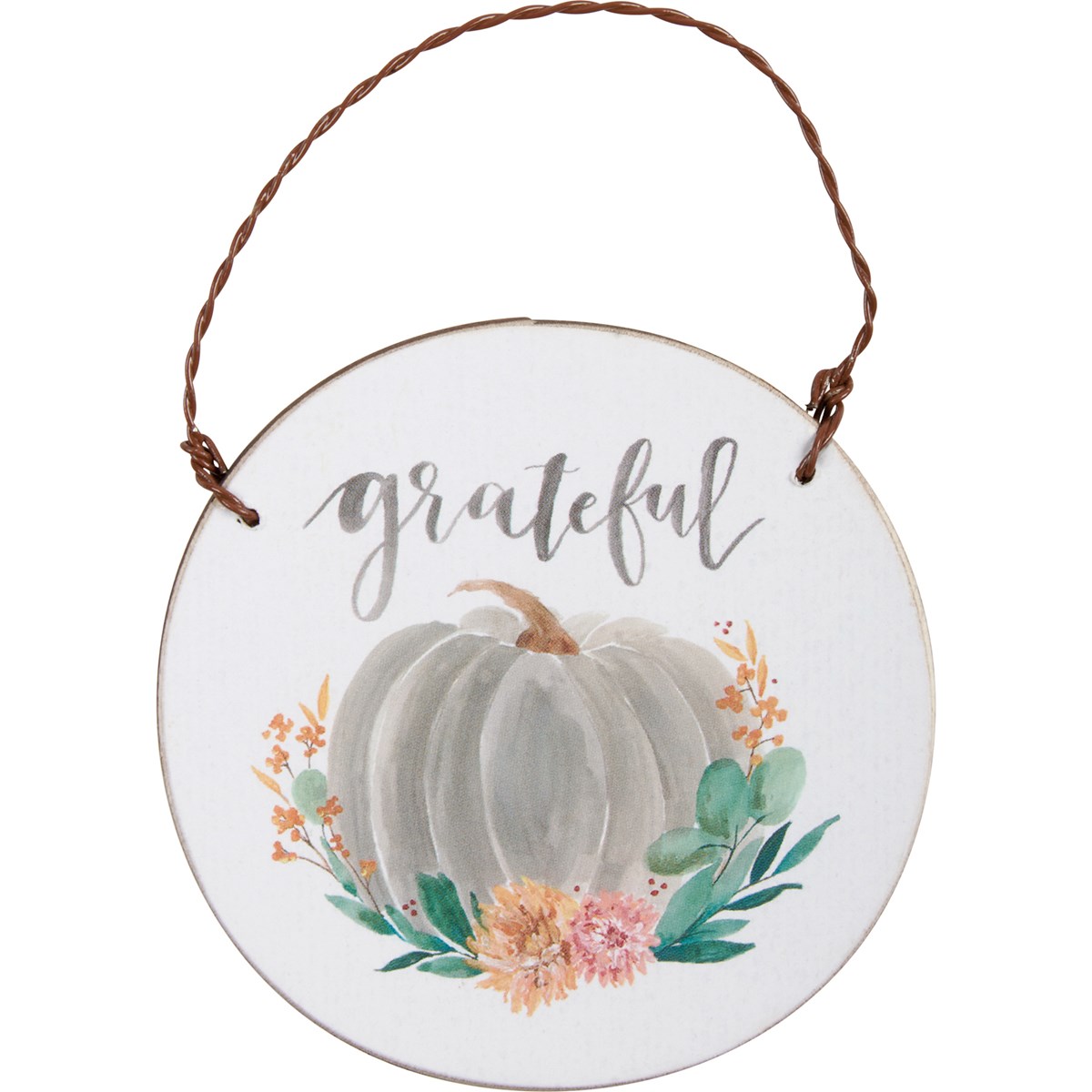 Ornament Set - Blessed - 3" Diameter x 0.25" - Wood, Paper, Wire
