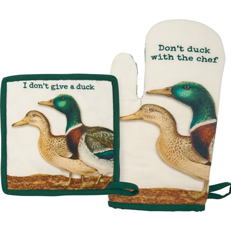 Kitchen Set - I Don't Give A Duck - 7" x 13", 8" x 8" - Cotton